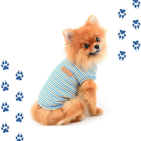 camiseta a rayas azul para perros o gatos