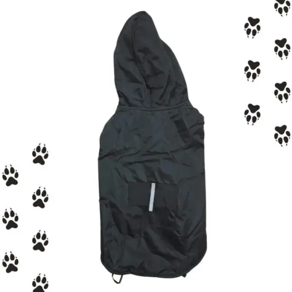 Parka color Negro Impermeable forrada con Polar para perros Grandes