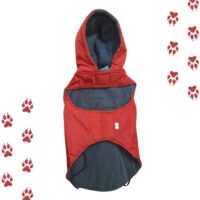 Parka color Rojo Impermeable forrada con Polar para perros Grandes