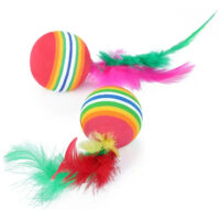 Pack 2 Pelotas Juguete Divertido Con Plumas Para Gatos