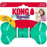 Juguete Para Perros Kong Squeezz Dental Bone, Color Verde