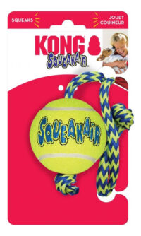 Juguete Para Perro Kong Pelota De Tenis Con Cuerda 6 Cm Color Amarillo - Imagen 4